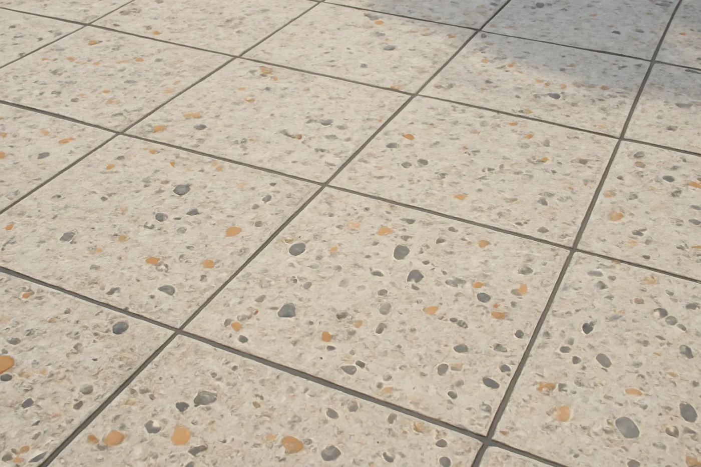 Sân vườn lát đá mài terrazzo nhiều họa tiết màu sắc