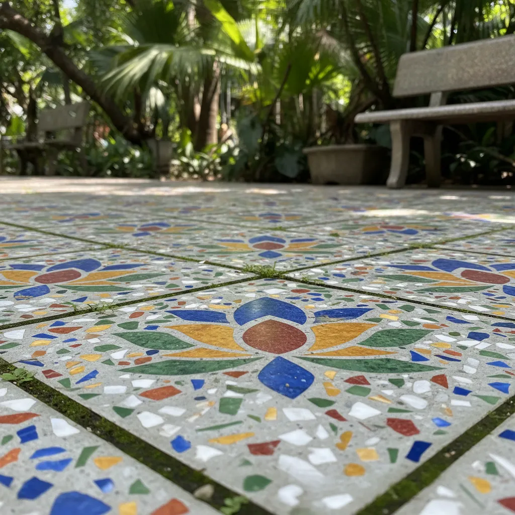 Gạch terrazzo lát sân vườn