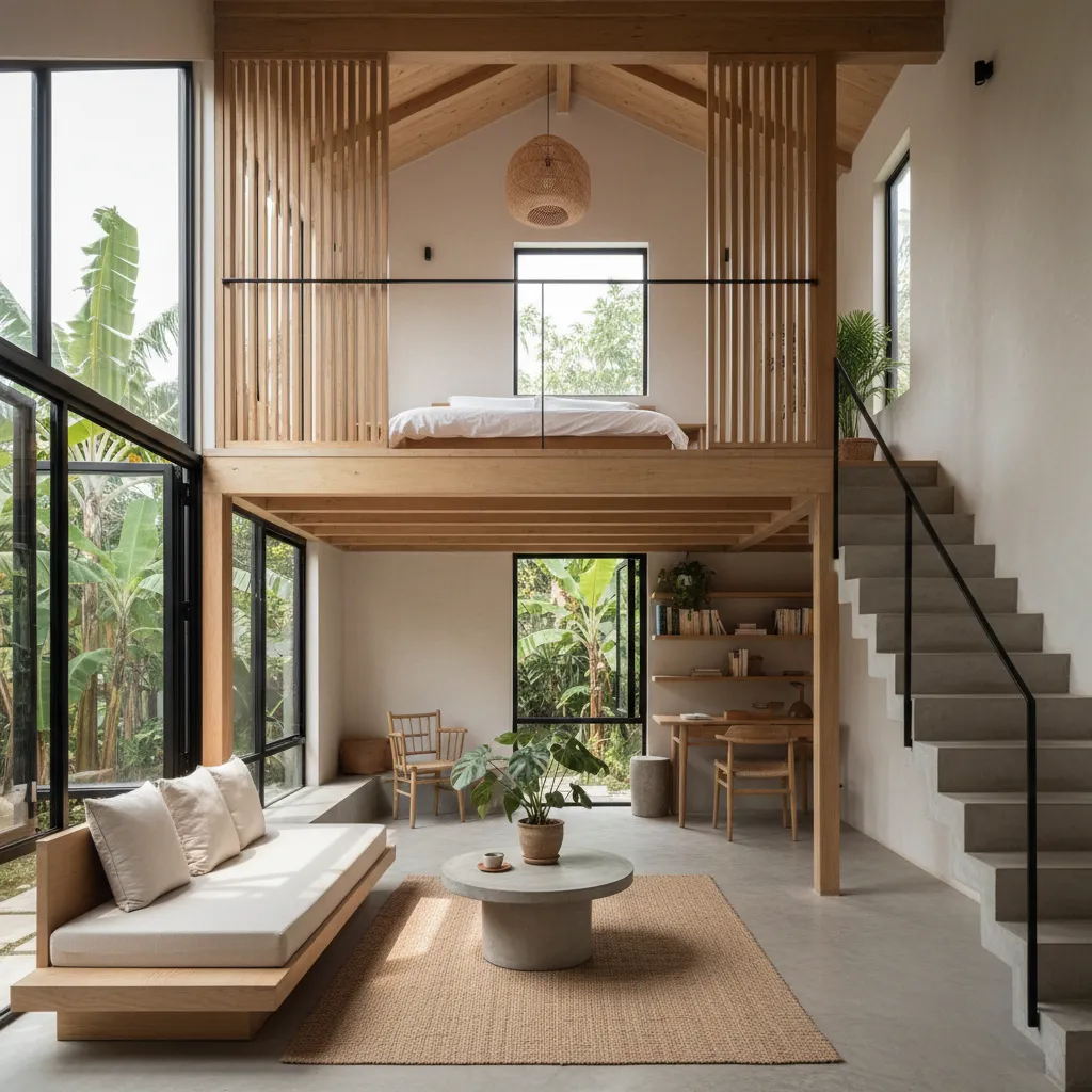 Nhà cấp 4 có gác lửng mở rộng không gian sử dụng