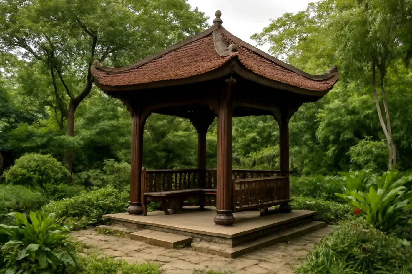 Nhà chòi sân vườn bằng gỗ kiểu truyền thống