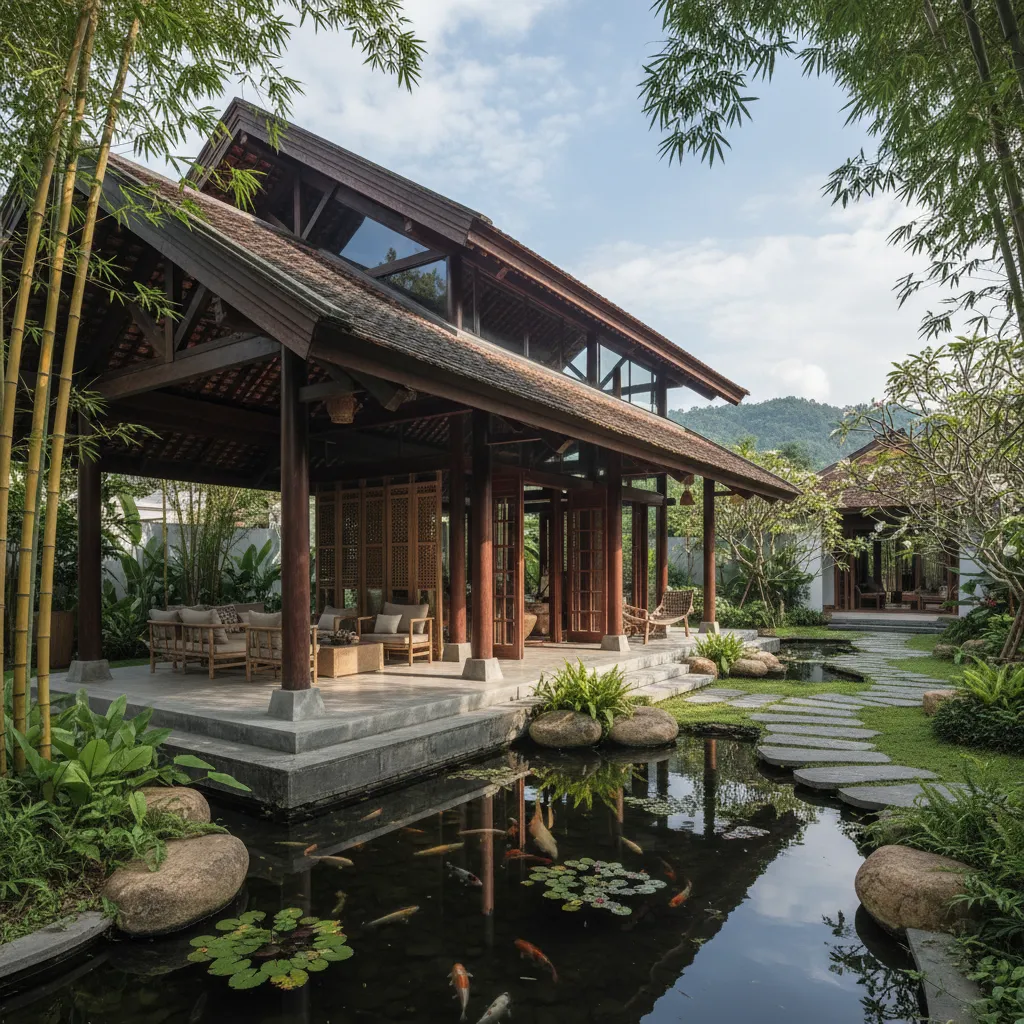 Ngôi nhà sân vườn kết hợp phong cách hiện đại và thiên nhiên